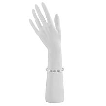 Stately Steel Triple Pavé Ball Beaded Stretch Bracelet