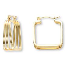 Stately Steel Triple Square Hoop Earrings