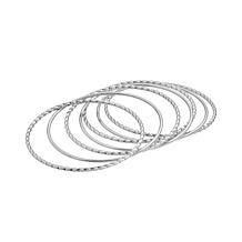 Stately Steel Twisted Bangle Bracelet 7-piece Set