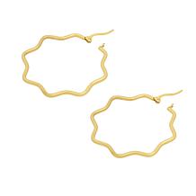 Stately Steel Wavy Hectogram Hoop Earrings - 1-9/16"