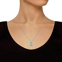 Sterling Silver 10x8mm Emerald-Cut Gemstone Pendant with Chain