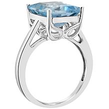 Sterling Silver 10x8mm Emerald-Cut Gemstone Ring