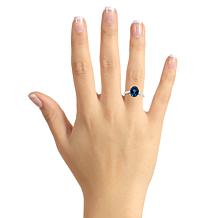 Sterling Silver 10x8mm Oval-Cut London Blue Topaz Ring
