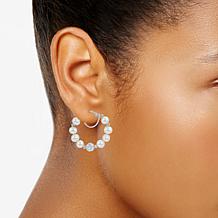 Sterling Silver 5-5.5mm Cultured Pearl and Crystal Bead Hoop Earrings