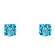 Sterling Silver 6mm Cushion-Cut Blue Topaz Stud Earrings