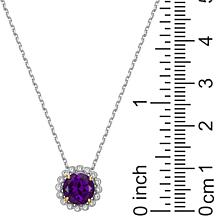 Sterling Silver Amethyst and Created White Sapphire Halo Necklace