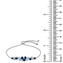 Sterling Silver Blue Topaz and Created White Sapphire Bolo Bracelet