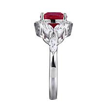 Sterling Silver Created Ruby and Cubic Zirconia Ring
