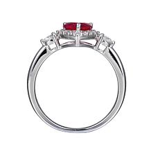 Sterling Silver Created Ruby and CZ Heart Ring