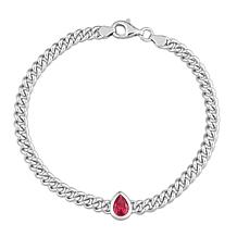 Sterling Silver Created Gemstone Curb-Link Bracelet