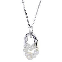 Sterling Silver Cultured Freshwater Pearl Double Circle 18" Necklace