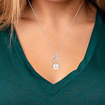 Sterling Silver Cultured Freshwater Pearl Twisted Pendant with Chain