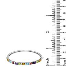 Sterling Silver Diamond and Gemstone Rainbow Bangle Bracelet