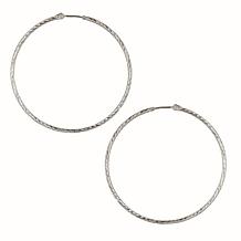 Sterling Silver Diamond-Cut Round Tube Round Hoop Earring - 1 3/8"
