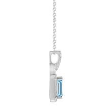 Sterling Silver Emerald-Cut Gemstone & White Topaz Pendant with Chain