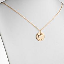Sterling Silver Engraved Crown Name Disc Necklace