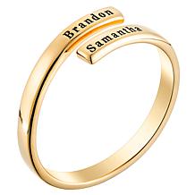 Sterling Silver Engraved Double Name Bypass Ring