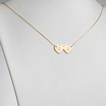 Sterling Silver Engraved Initials Double Heart Pendant Necklace