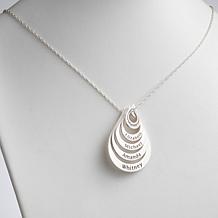 Sterling Silver Nesting Teardrop Names Necklace - 5 Names