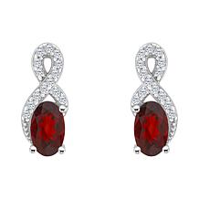 Sterling Silver Oval-Cut Gemstone and White Topaz Earrings