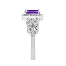 Sterling Silver Oval-Cut Gemstone and White Topaz Ring
