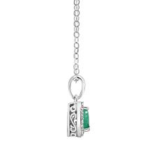 Sterling Silver Pear-Cut Gemstone & Diamond Accent Pendant with Chain