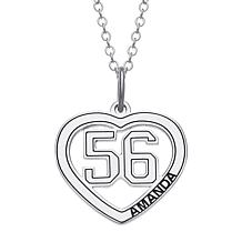 Sterling Silver Personalized Name and Number Heart Necklace
