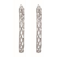 Sterling Silver Polished and Diamond-Cut Oval Hoop Earrings - 3/14"