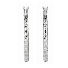 Sterling Silver Polished and Diamond-Cut Oval Hoop Earrings - 1/2"