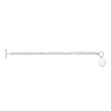 Sterling Silver Polished Heart Beaded Bracelet with Toggle Clasp