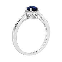 Sterling Silver Precious Gem and Diamond 5mm Round Ring