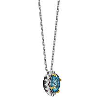 Sterling Silver Swiss Blue Topaz and Created White Sapphire Necklace