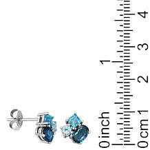 Sterling Silver Tonal Blue Topaz Cluster Stud Earrings