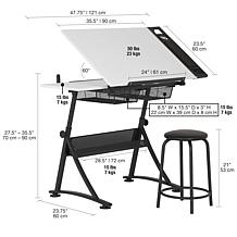 Studio Designs Fusion 2-Piece Black and White Drafting Table Stool Set