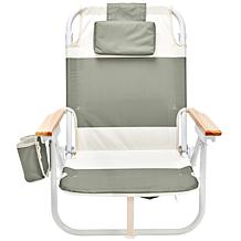 SUNNYLiFE Deluxe Beach Chair in Seagrass Sage with Cooler Pocket