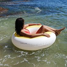 SUNNYLiFE Inflatable Tube Pool Ring Float in Butter Yellow & Cream