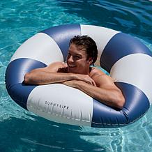 SUNNYLiFE Navy Stripe Inflatable Tube Pool Ring 41.7"