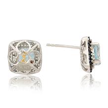 Suzy Levian Cushion-Cut Gemstone, Sapphire and White Topaz Earrings