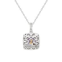 Suzy Levian Cushion-Cut Gemstone, Sapphire and White Topaz Pendant