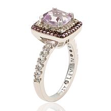 Suzy Levian Cushion-Cut Pink Amethyst, Sapphire and White Topaz Ring