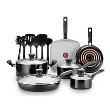 T-Fal G917SG64 Initiatives 16-Piece Ceramic Cookware Set, Black