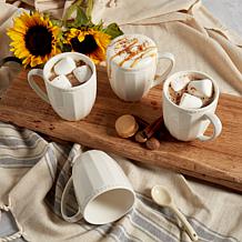 Tabletops Gallery 4PC White Mosaico Mug Set - Service for 4