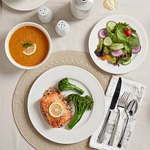 Tabletops Gallery White Lines 12PC Dinnerware Set - Service for 4