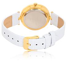 Tahari Goldtone Women's White Croco-Embossed Strap Watch