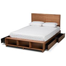 Tamsin Queen Size 4-Drawer Platform Storage Bed with Built-In Shelves