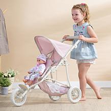 Teamson Kids Olivia's World Polka Dots Princess Twin Jogging Stroller