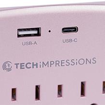 Tech Impressions Surge Protector with Outlets, USB and Shelf 2-pack