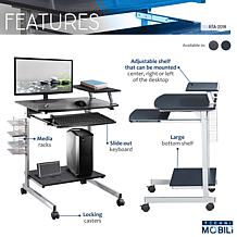 Techni Mobili Compact Computer Cart With Storage - Espresso