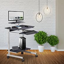Techni Mobili Compact Computer Cart With Storage - Espresso