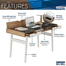Techni Mobili Compact Computer Desk with Multiple Storage - Walnut